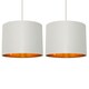 image 1 of Set of 2 Grey Cotton Gold Lining 25cm Pendant Lightshade | Grey | Gold | Medium | 2