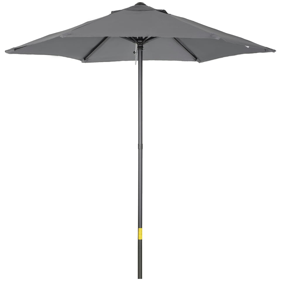 image 1 of Outsunny 2m Parasol Patio Umbrella, Outdoor Sun Shade with 6 Ribs Dark Grey