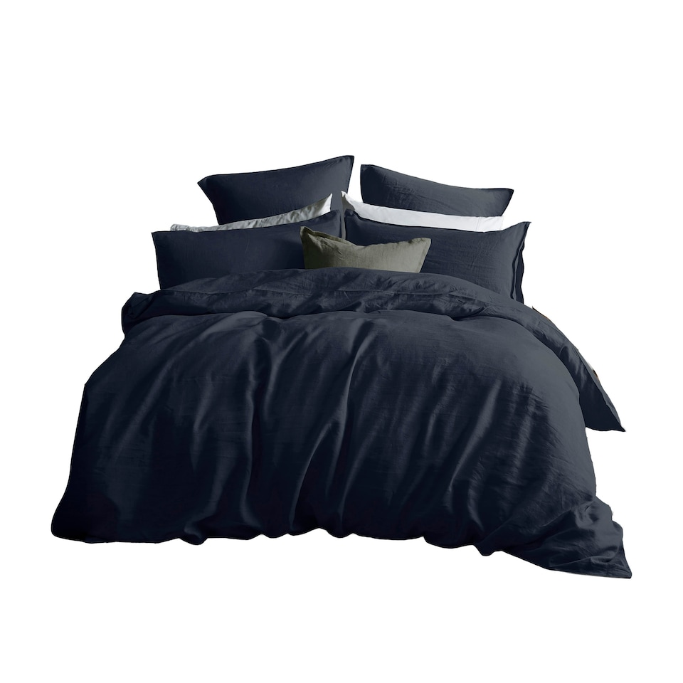 image 1 of Martex Linen Duvet Cover Navy Blue - King