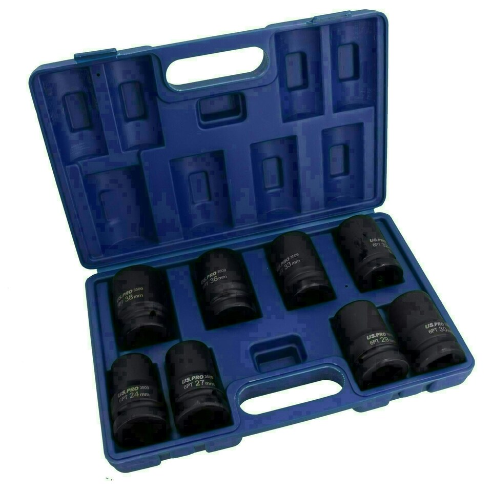 image 1 of 1in Drive Anvil Air Impact Wrench Gun 2200Nm 8 Sockets 24 - 38mm + Extensions