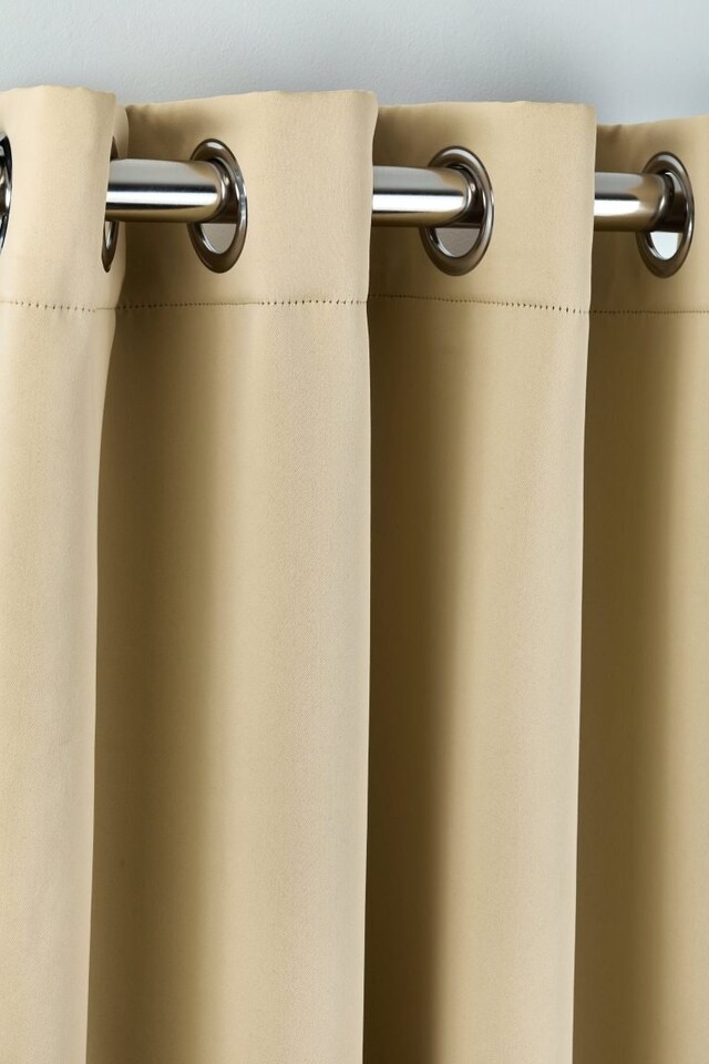 Woven Thermal Blackout Eyelet Curtains Beige 116cm x 183cm | Cream | Beige