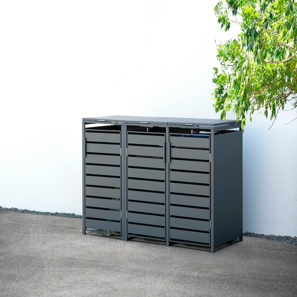image 1 of Trimetals Triple 240L Wheelie Bin Store Anthracite Grey Grey