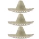 image 2 of Natural Mexican Sombrero with Pom Pom Edging | Cream | 6
