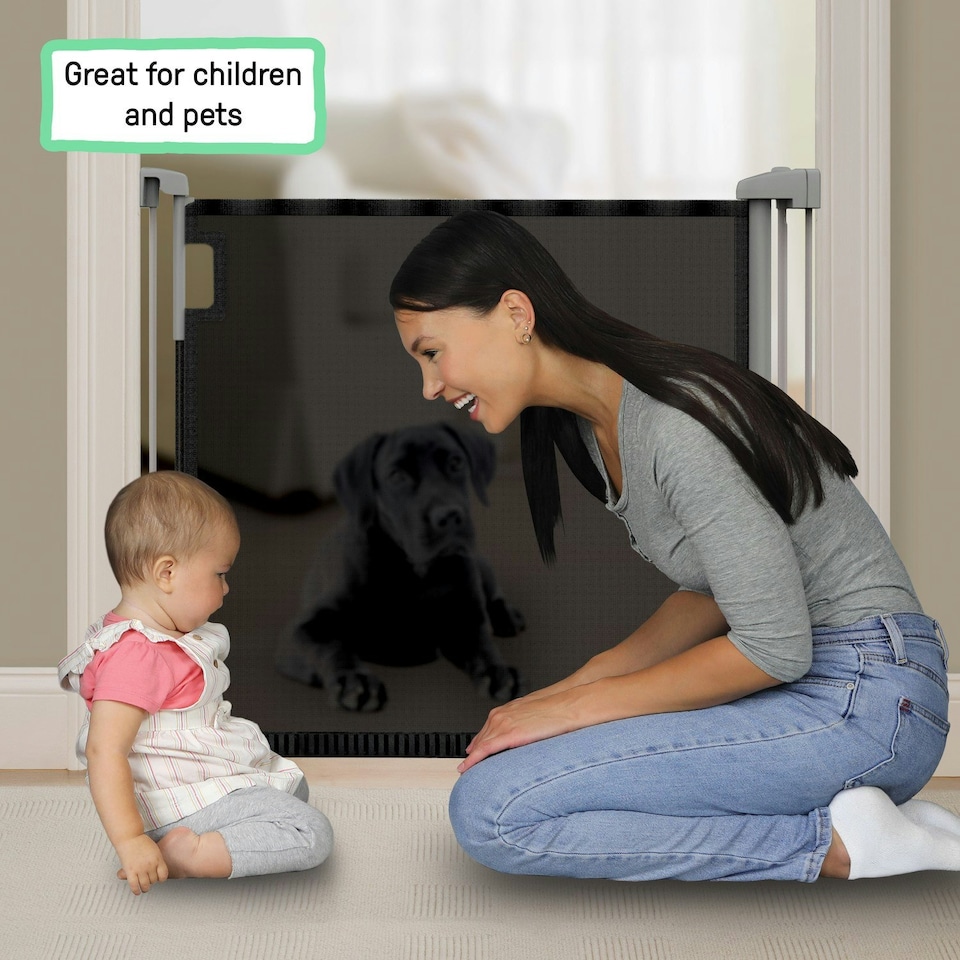 image 1 of Ingenuity The Thruway 52W Series Pet and Baby Gate with Tuck Away Mesh Black