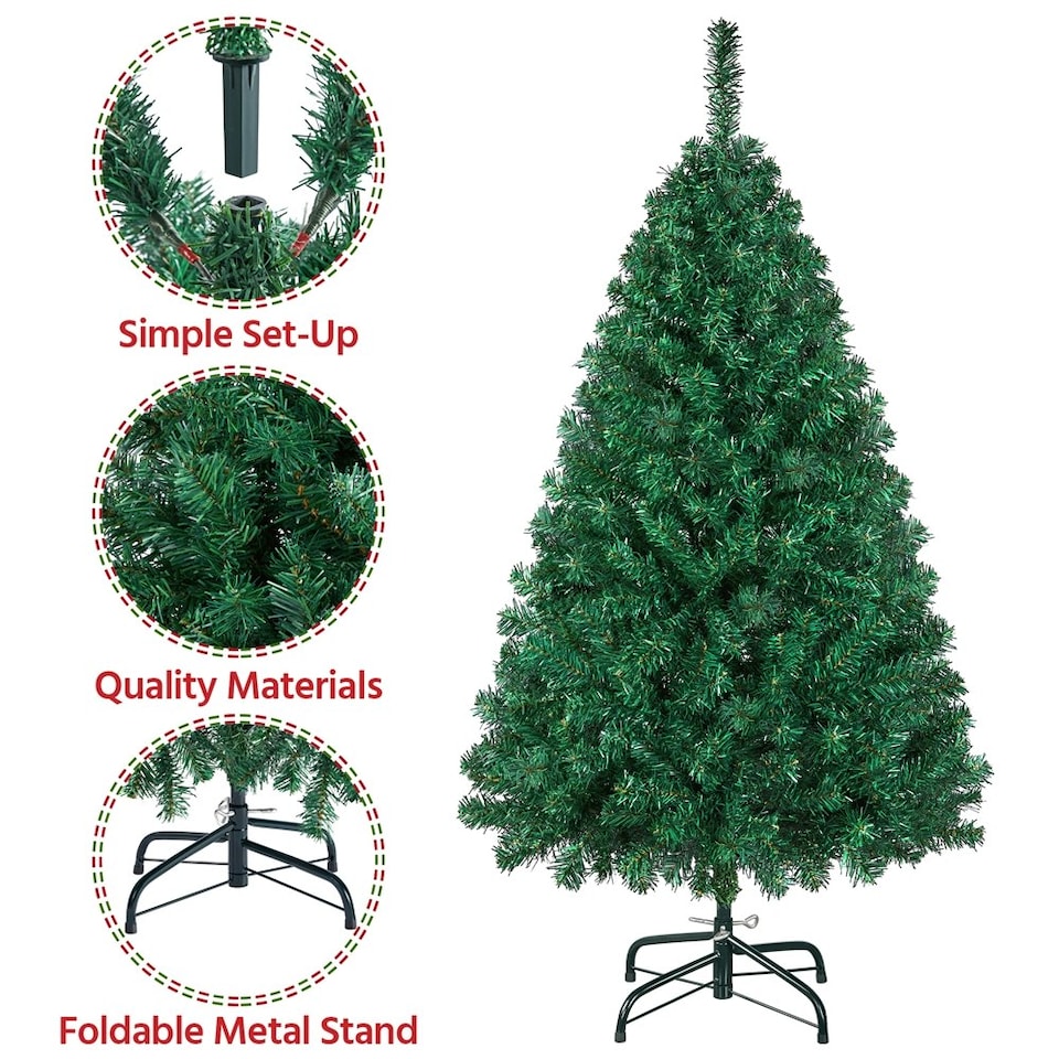 image 1 of Yaheetech Hinged Fir Christmas Tree with Foldable Stand