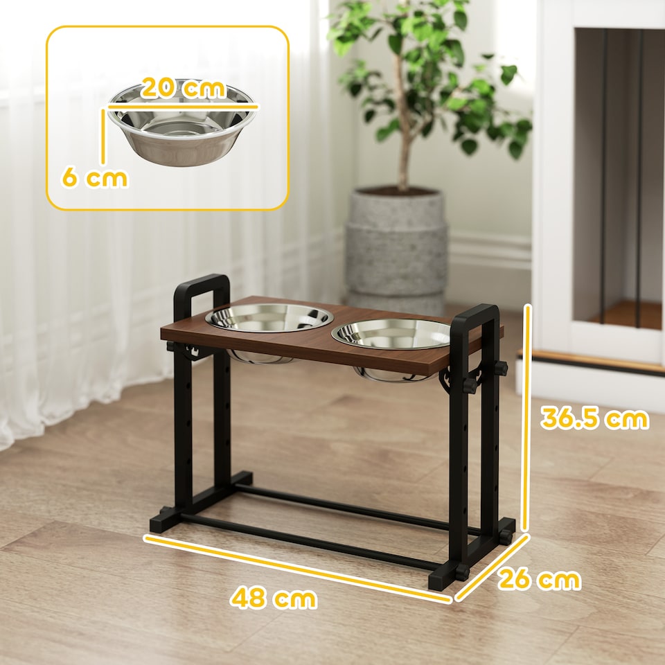 image 1 of PawHut Raised Dog Bowls with 4 Heights Adjustable and 3 Adjustable Angles