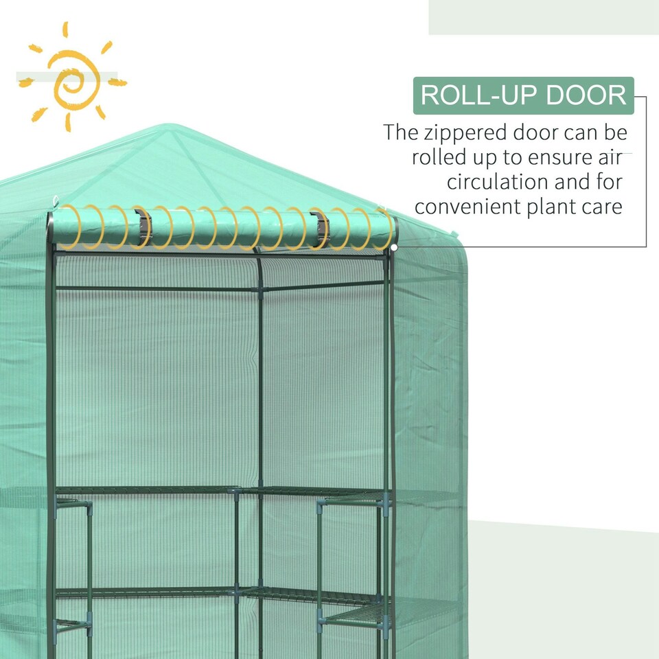 image 1 of Outsunny 196 x 215CM Walk In Greenhouse 3-Tier Garden Hexagon Grow Flower Plants