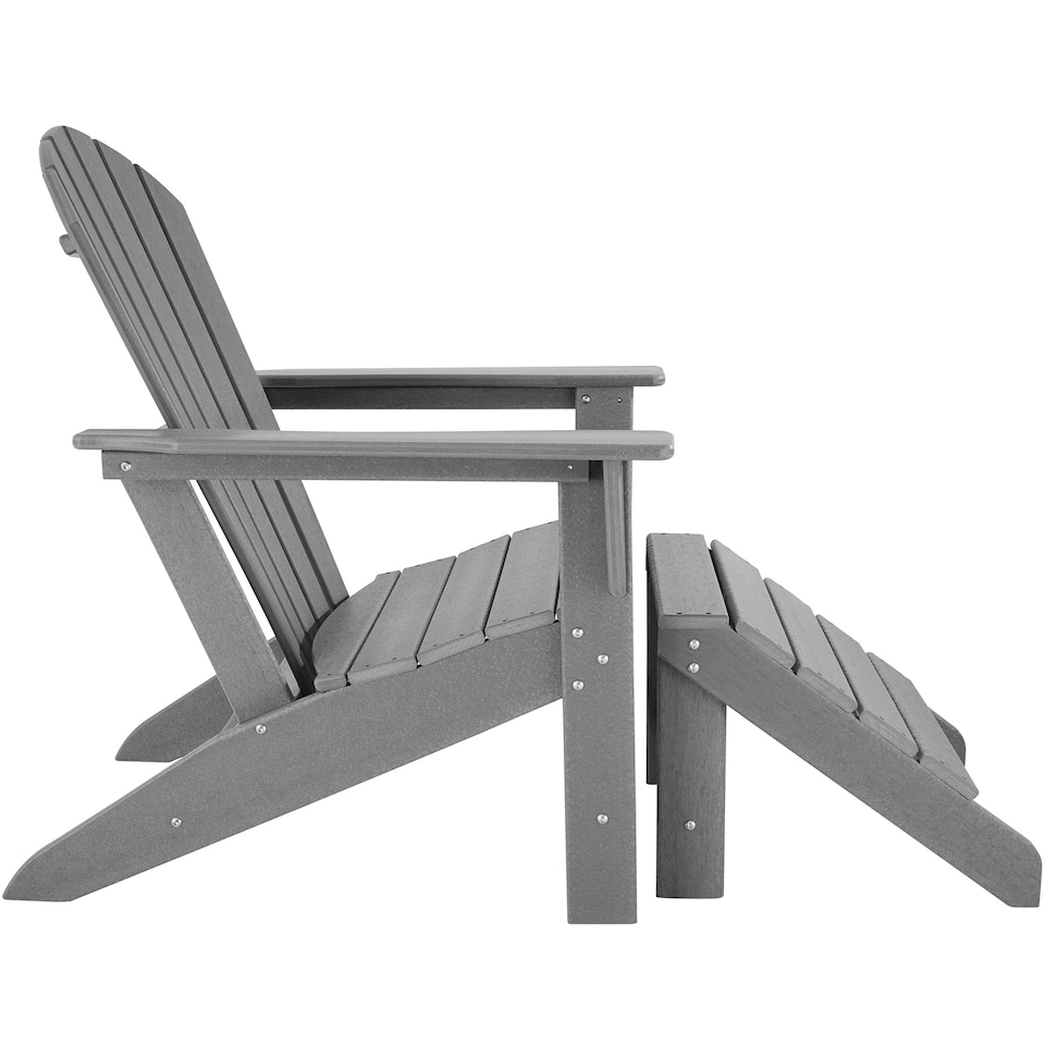 image 1 of Garden Chair with Footstool - Adirondack design, high backrest, wide armrests | Grey | light grey | One Size | 1