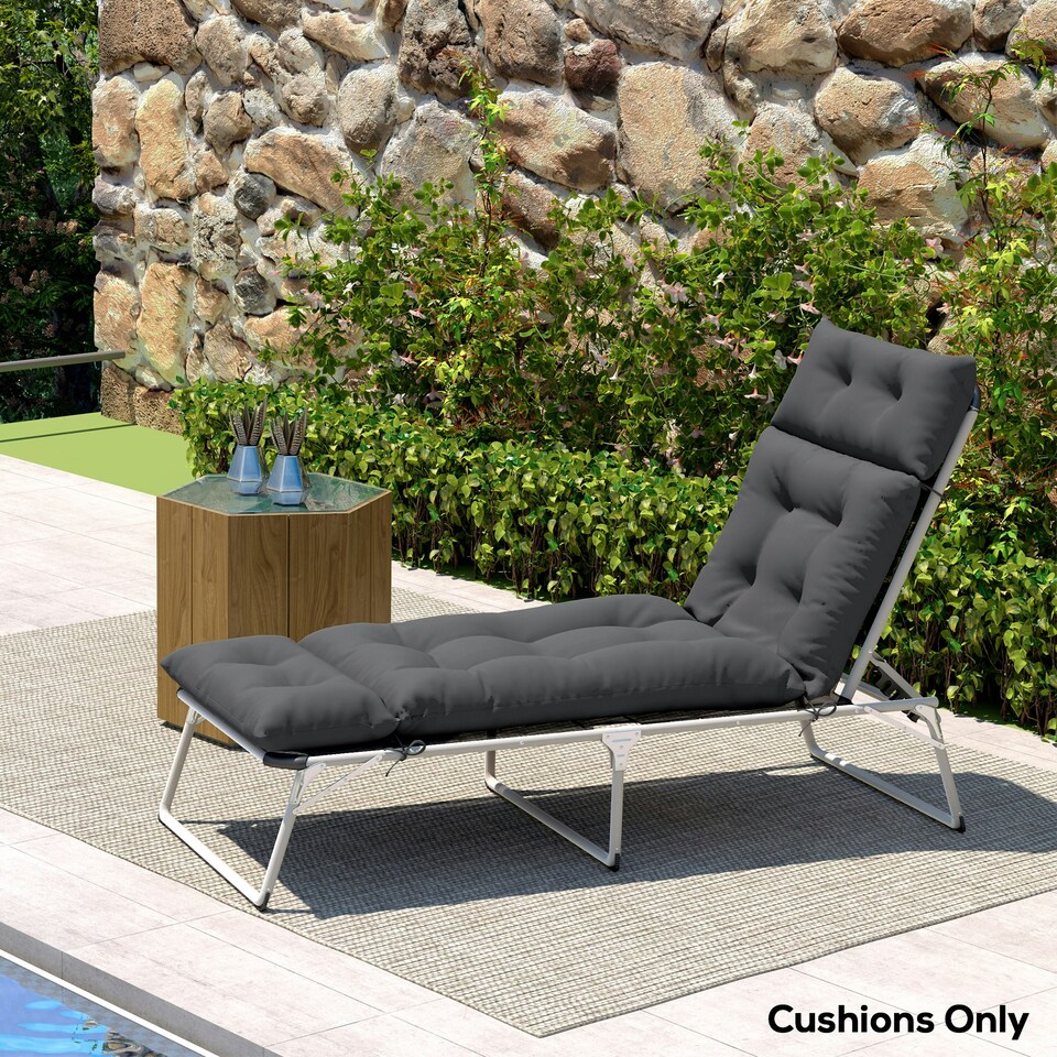 image 1 of Outsunny Sun Lounger Cushion Only, Garden Lounge Chair Cushion