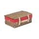 image 2 of 35cm Antique White Wash Split Willow Wicker Picnic Basket with Lining Red | Red | One Size