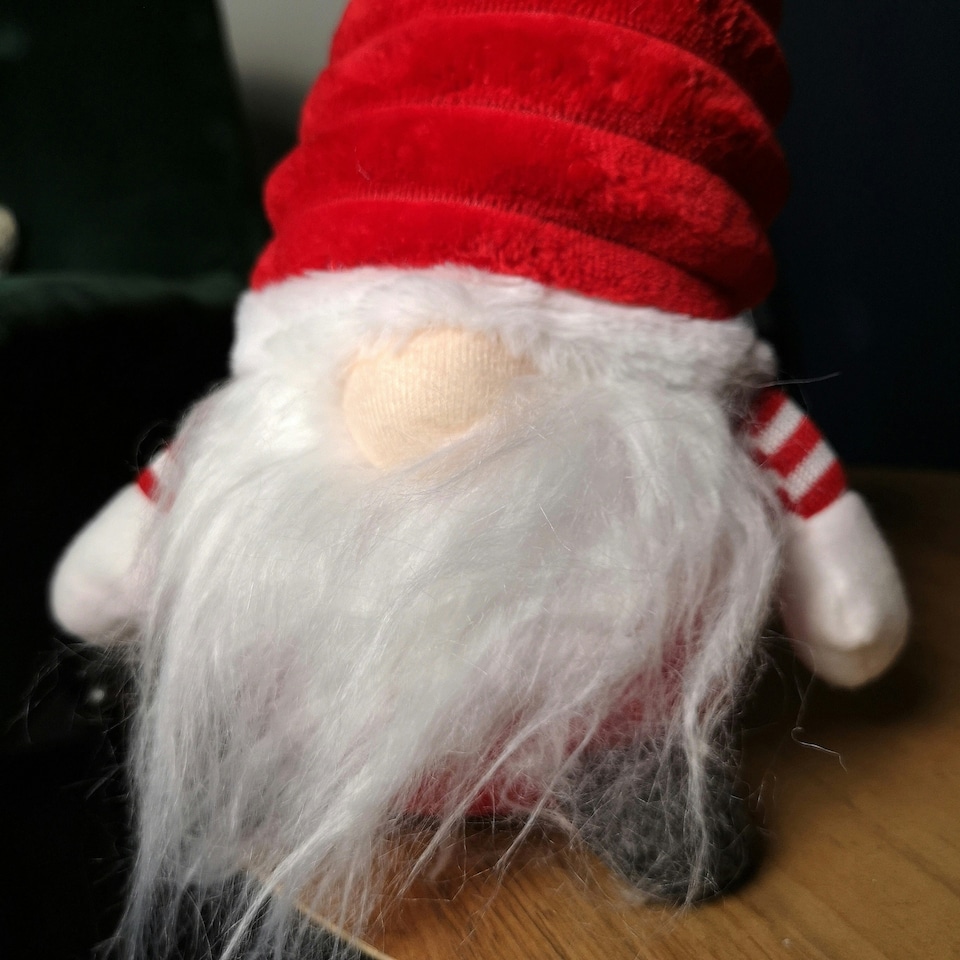 image 1 of 40cm Sitting Plush Christmas Gonk with Grooved Hat in Red
