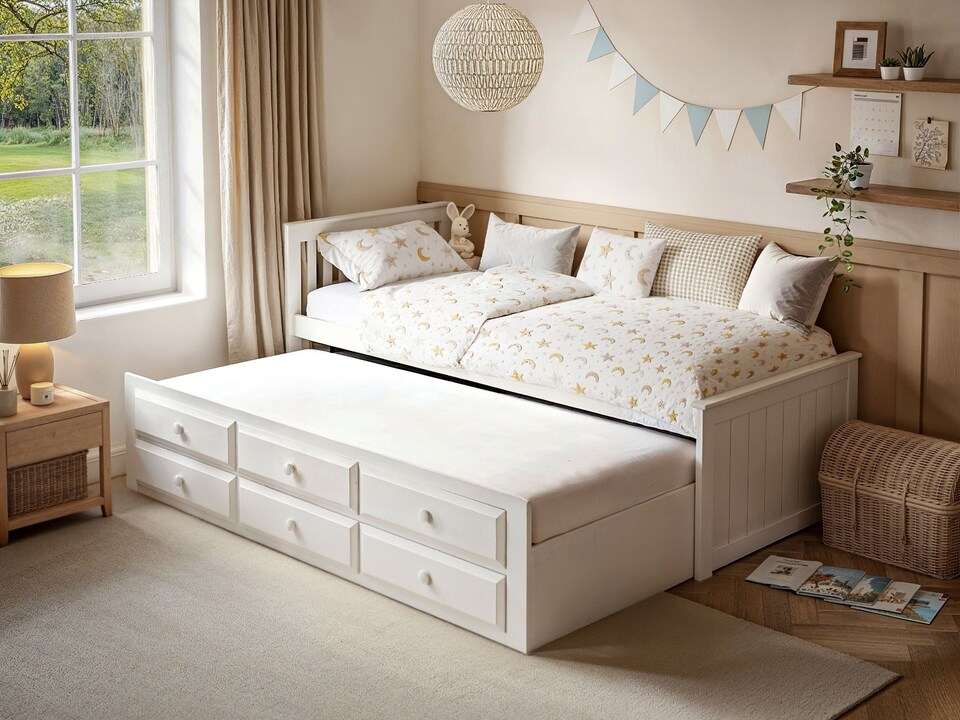 image 1 of Flair Montana Captain's Bed with Drawers & Trundle White