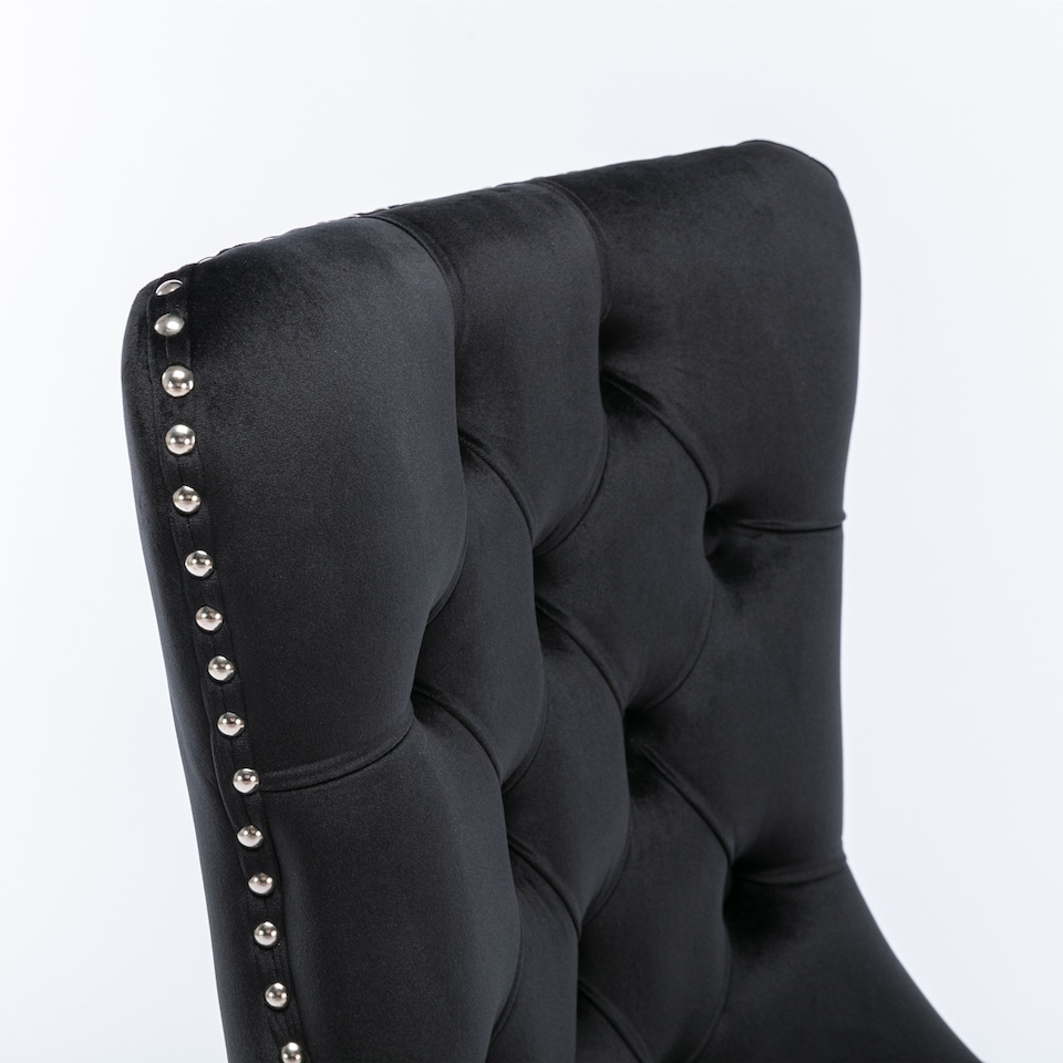 image 1 of Romsey Set of 4 Modern Velvet Dining Chairs with Solid Oak Legs