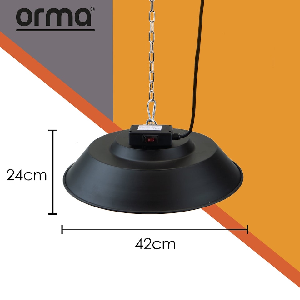 image 1 of VFM e-Store Ceiling-Mounted Halogen Patio Heater Black - Slim Instant Heat for Gazebos