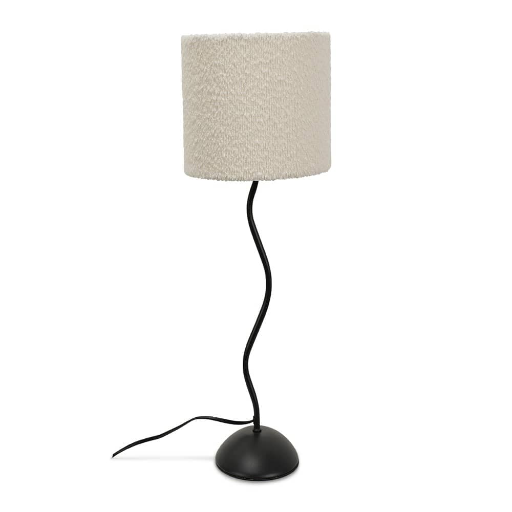 ValueLights Wiggle Black Metal Table Lamp With Boucle Lampshade