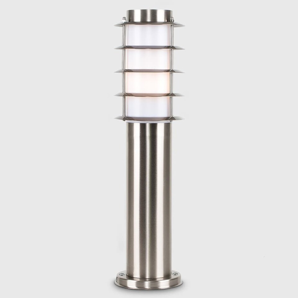 image 1 of ValueLights Wharf Bollard Silver Outdoor Bollard Light | Chrome