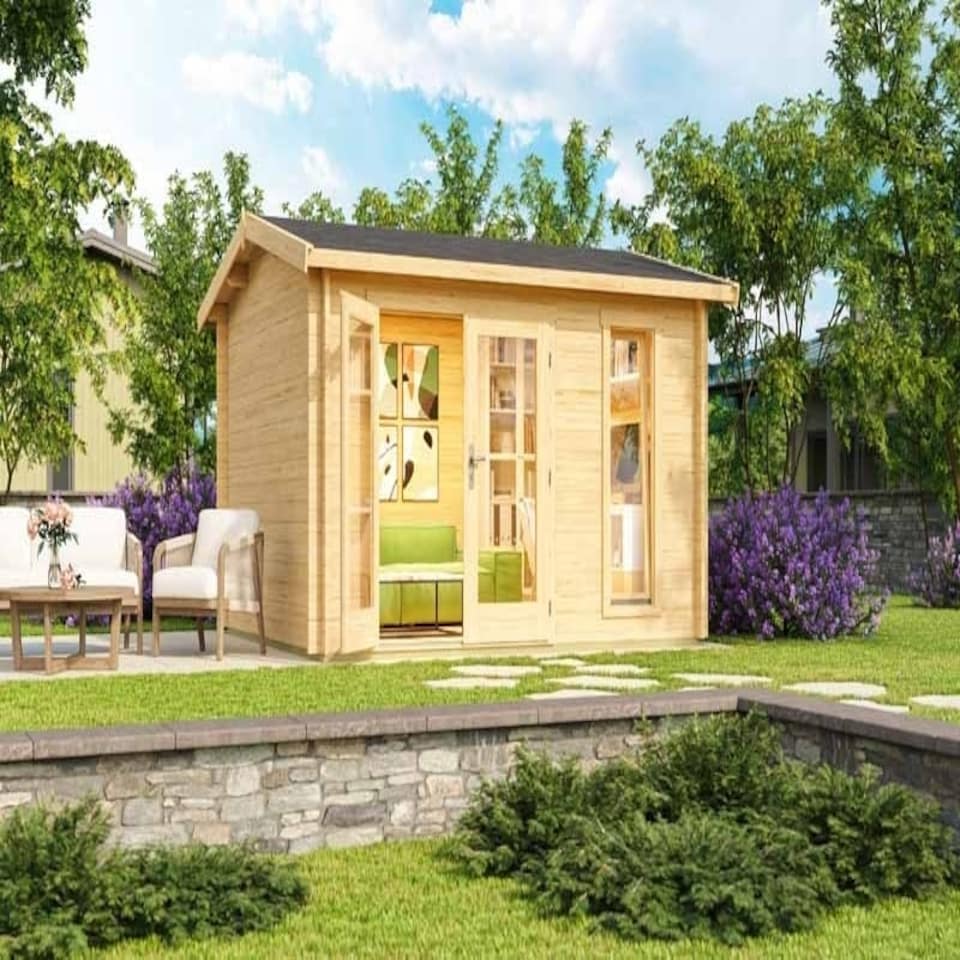 image 1 of Carlisle-Log Cabin, Wooden Garden Room, Timber Summerhouse, Home Office - L390 x W350.8 x H245.1 cm Brown