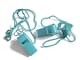 image 1 of Bag of 100 Light Blue Plastic Whistles with Lanyard Neck Cord
