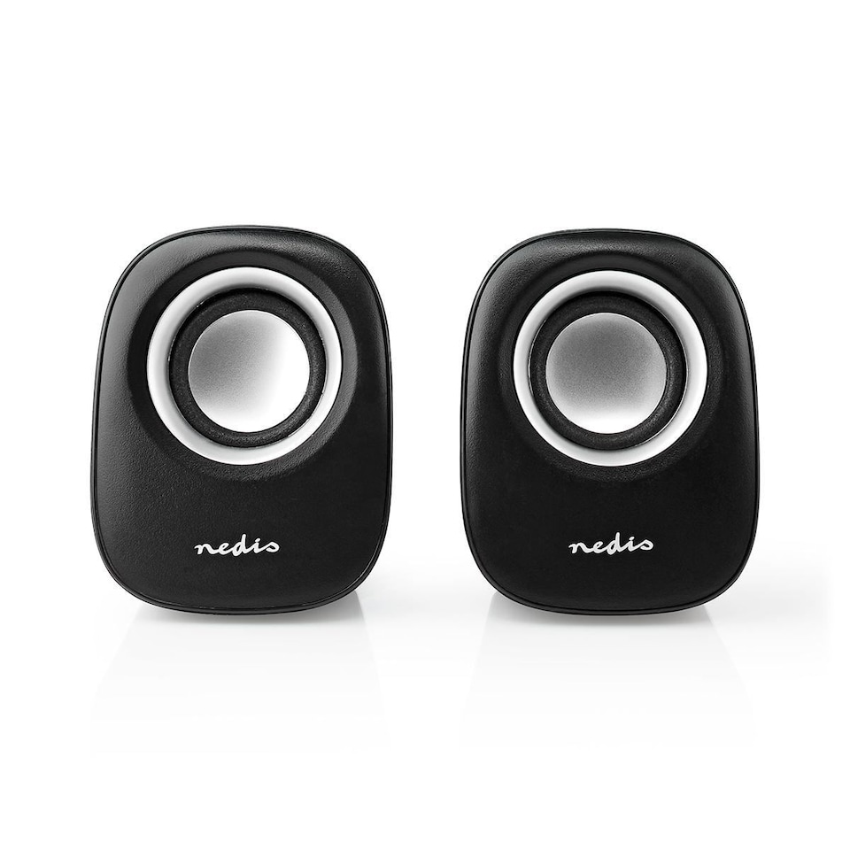 image 1 of Nedis PC Speakers for Computer, Laptop, Tablet, Smartphone, Portable Speaker Set 12W, Wired with USB and 3.5mm Jack, Black and Silver