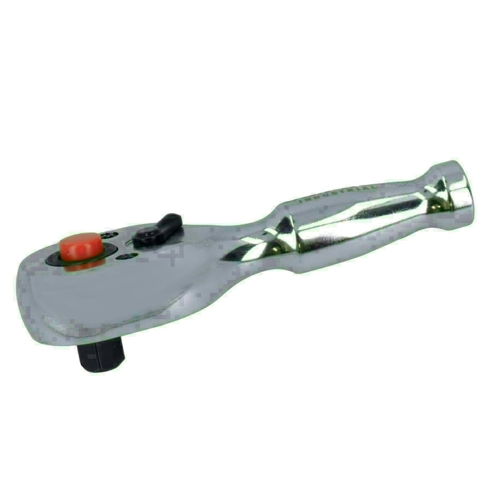 image 1 of 1/4in Drive Stubby Headed Ratchet Socket Driver 90 Teeth Quick Rel Reversible