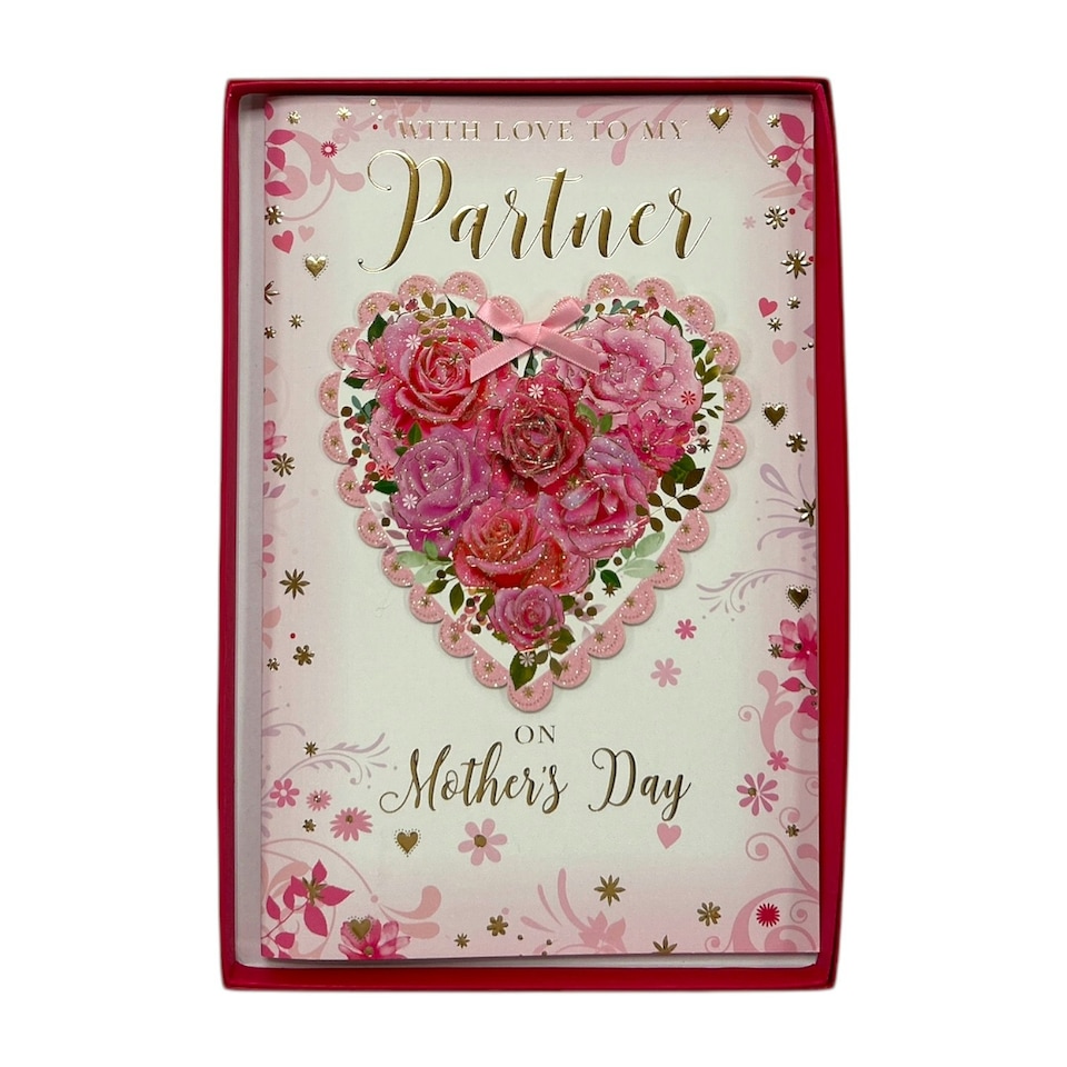 image 1 of With Love to My Partner Floral Heart Design Keepsake Mother's Day Boxed Card
