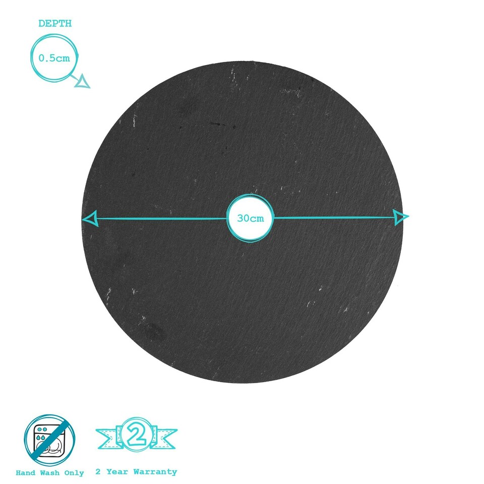 image 1 of Argon Tableware Linea Round Slate Placemats - 30cm - Pack of 6 Black