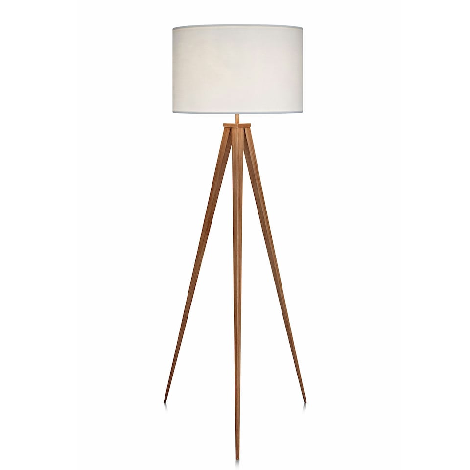image 1 of Teamson Home Romanza LED Tripod Standing Floor Lamp with Drum Shade in White