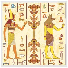 Egyptian gods & ancient egyptian hieroglyphs (Picture Frame) White | L