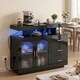 image 8 of HOMCOM High Gloss Sideboard with LED Lights, Power Outlets, Drawers