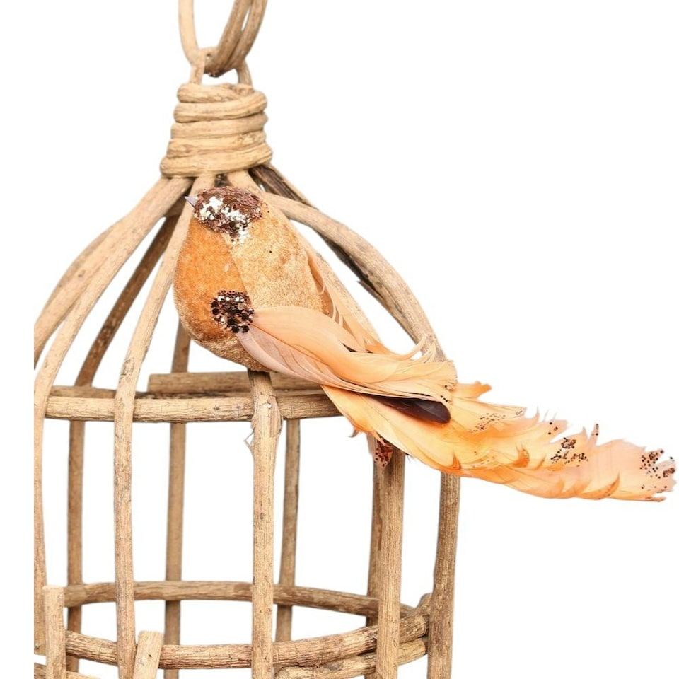 image 1 of Decorative Gold Showfeather Bird With Clip