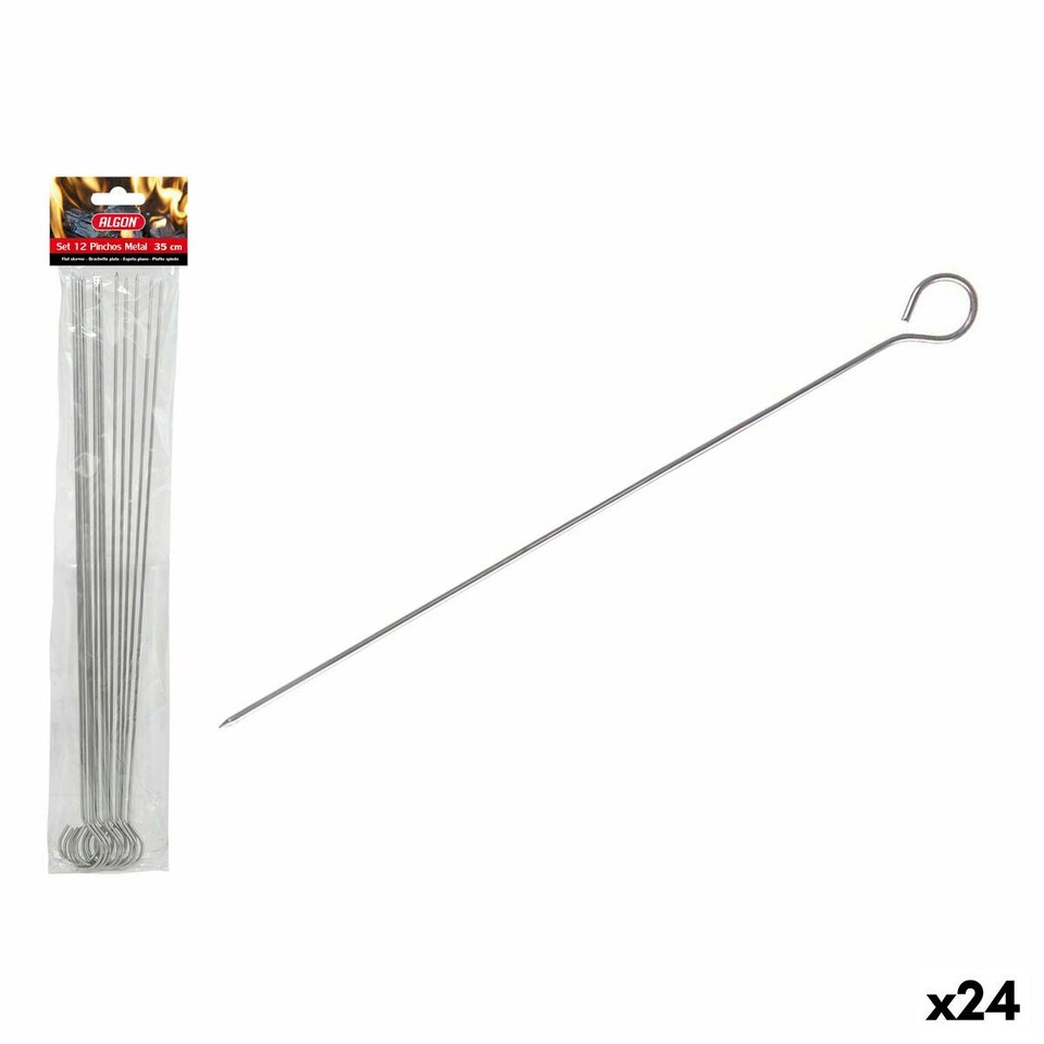 image 1 of Barbecue Skewer Set Algon Metal 35 cm 12 Pieces (24 Units)