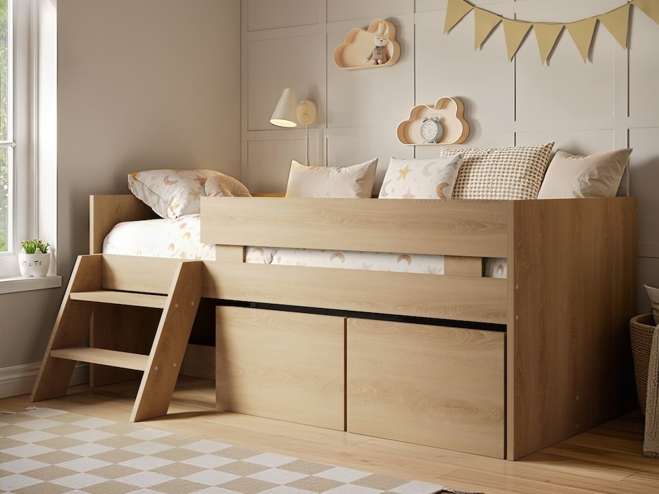 image 1 of Flair Logan Single Storage Low Sleeper Oak Bed