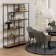 image 5 of Seaford Black Metal Large Asymmetrical Bookcase with 5 Oak Shelves