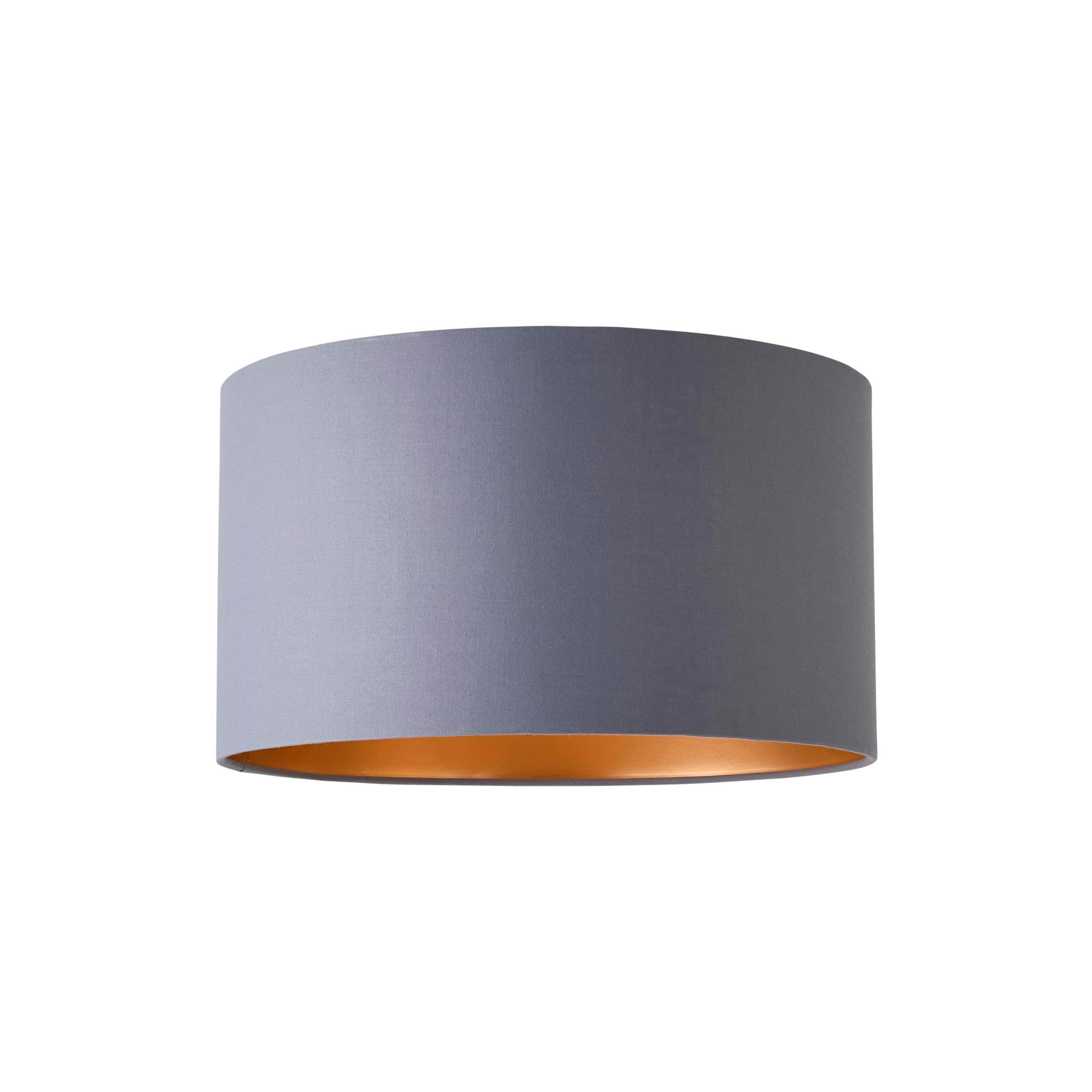 ValueLights Reni Grey with Metallic Copper Inner Easy Fit Ceiling Lamp Shade in Pale Grey | Size: Medium