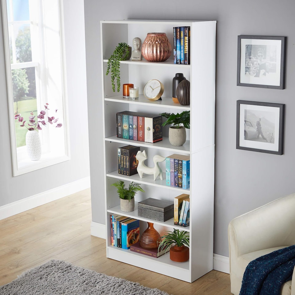 image 1 of Bookcase Display Shelf Freestanding Book Storage Unit Home Living Room Furniture | White
