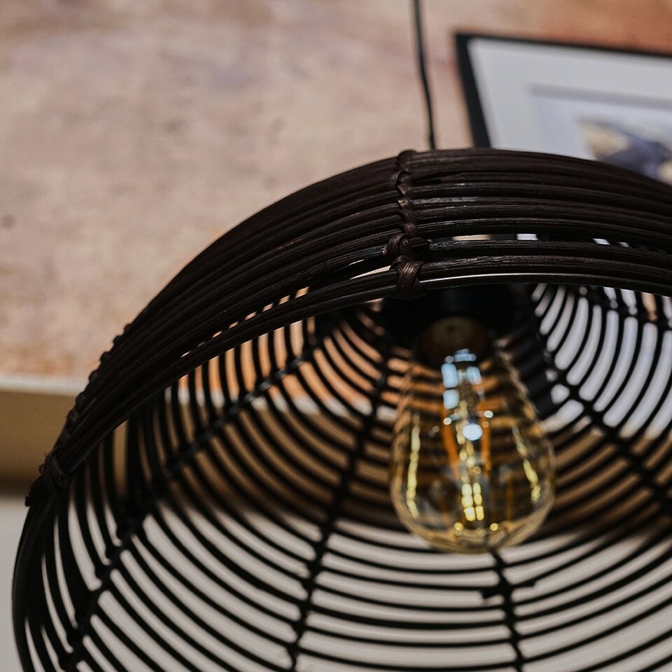 image 1 of ValueLights Lobster Wicker Rattan Brown Ceiling Pendant Light Shade | Brown