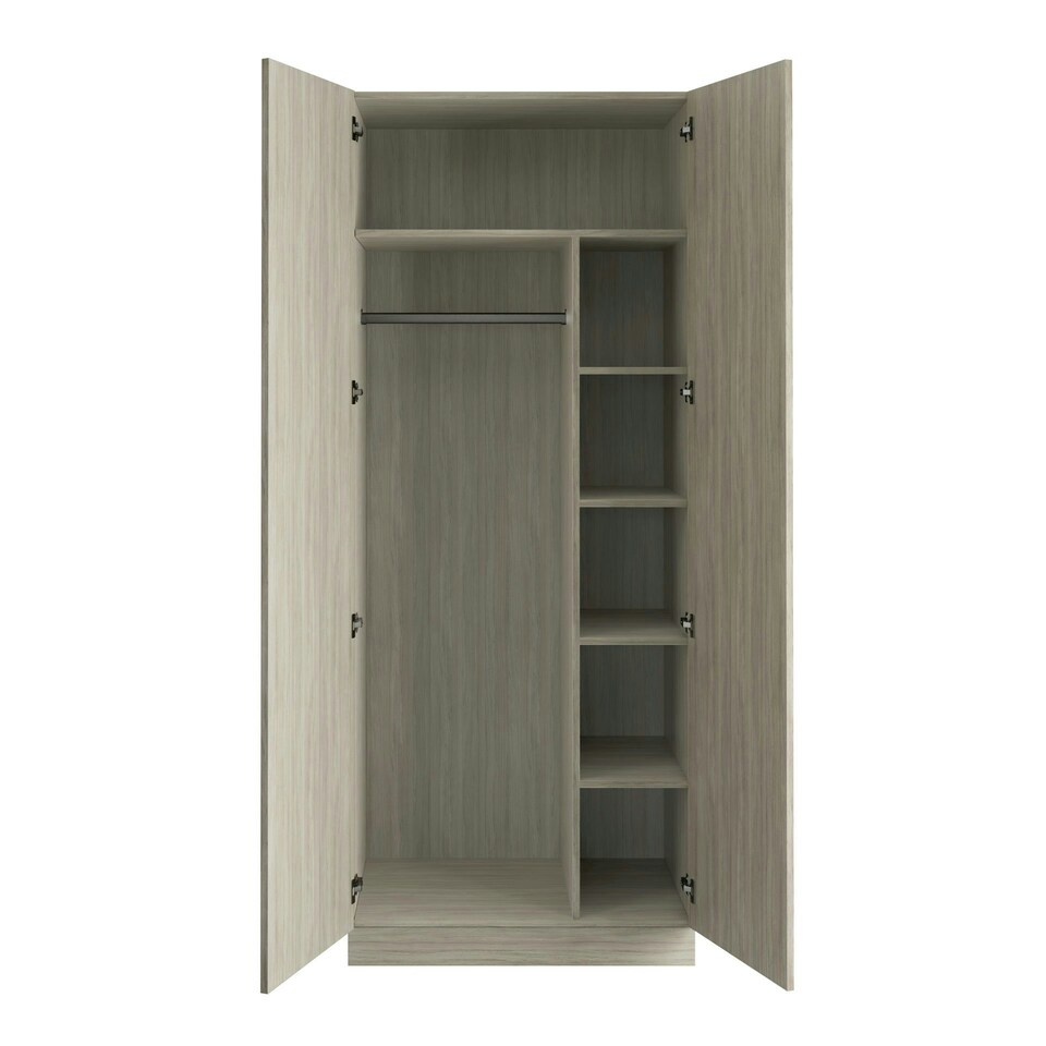 image 1 of Shaker Urban Oak Double Wardrobe with Single Rail & Shelves Brown
