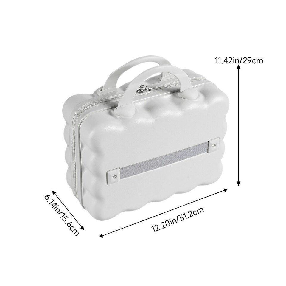 image 1 of Living and Home Portable Hard Shell Makeup Travel Case with Handle，White | White | Personal Item