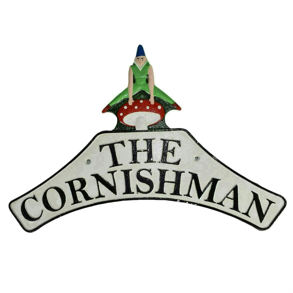 image 1 of Cornishman Pixie Cast Iron Sign Plaque Door Wall House Fence Gate Post Garden