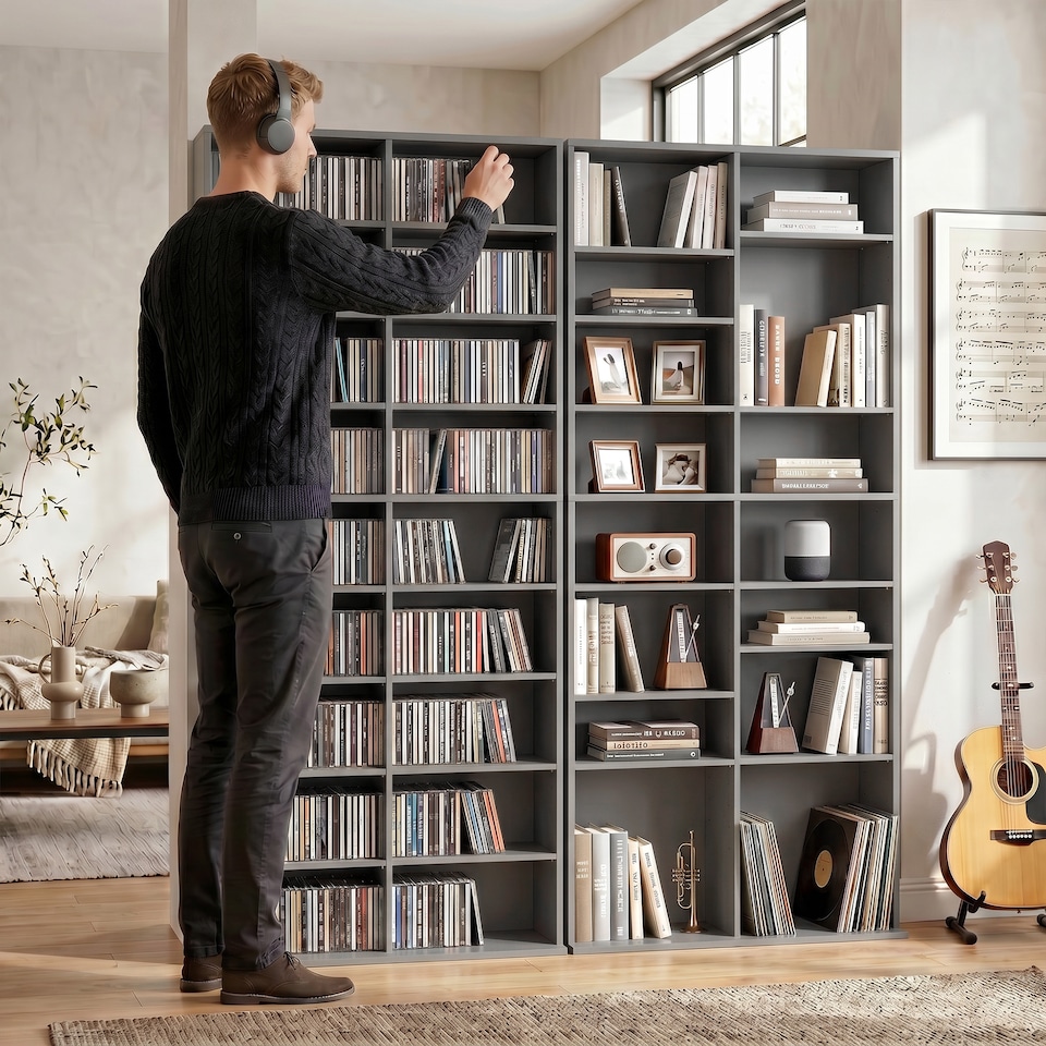image 1 of HOMCOM 640 CD Storage Unit 360 DVD Storage Tower w/ 18 Compartments