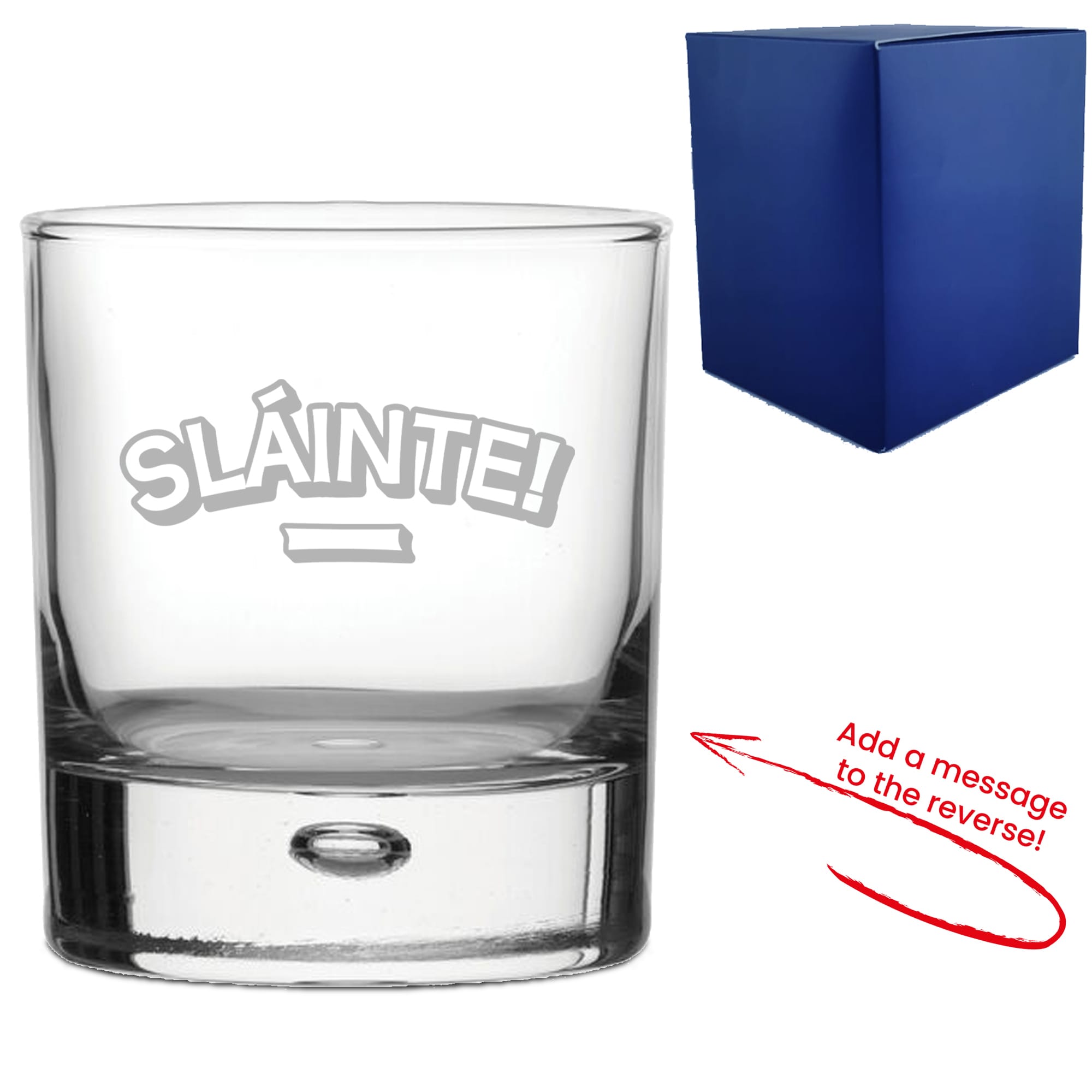 Uniqueful Personalised Slainte Design Engraved Whisky Glass with Reverse Message in Clear