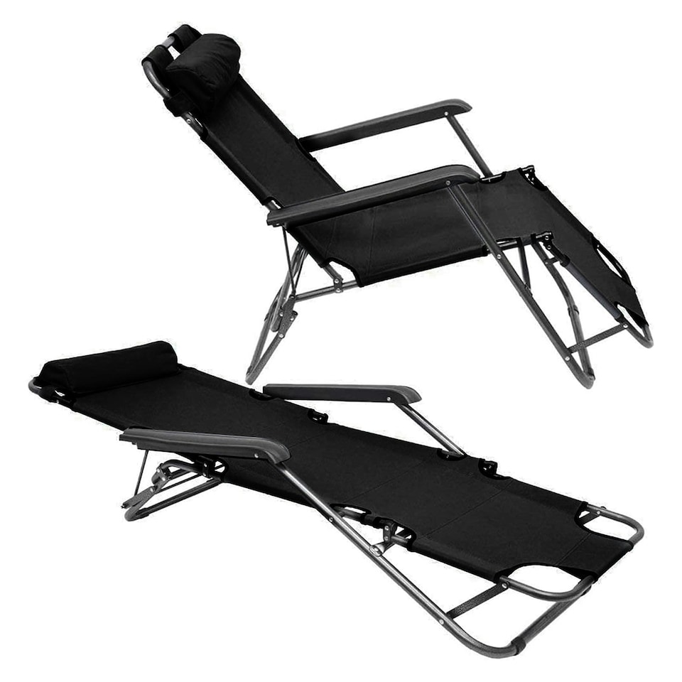 image 1 of Neo Black Pair of 2 In 1 Sun Lounger Chairs Set | Multi