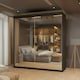 image 2 of Modern Full Mirror 200cm Sliding Door Wardrobe Available in White or Black | Bedroom Storage with Drawers & Hanging Rails Black | 200cm