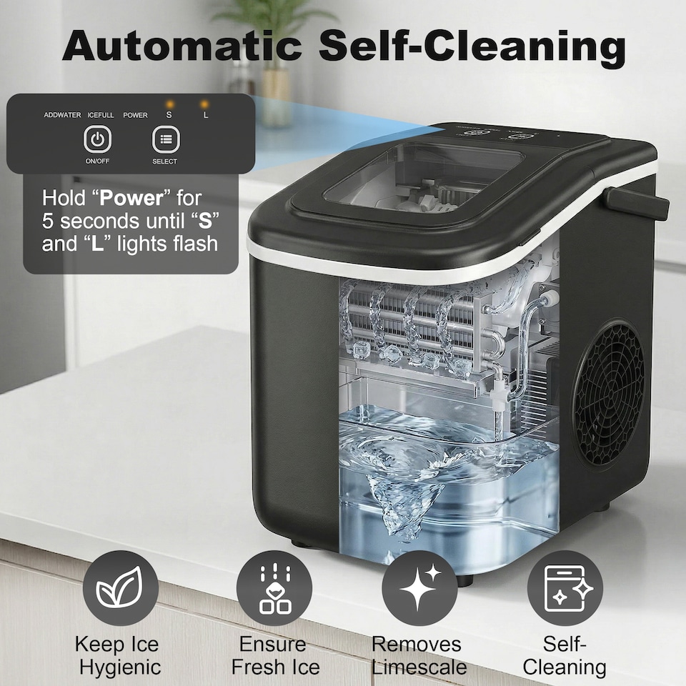 image 1 of HOMCOM Countertop Ice Maker Machine Self-Cleaning 2 Sizes Black