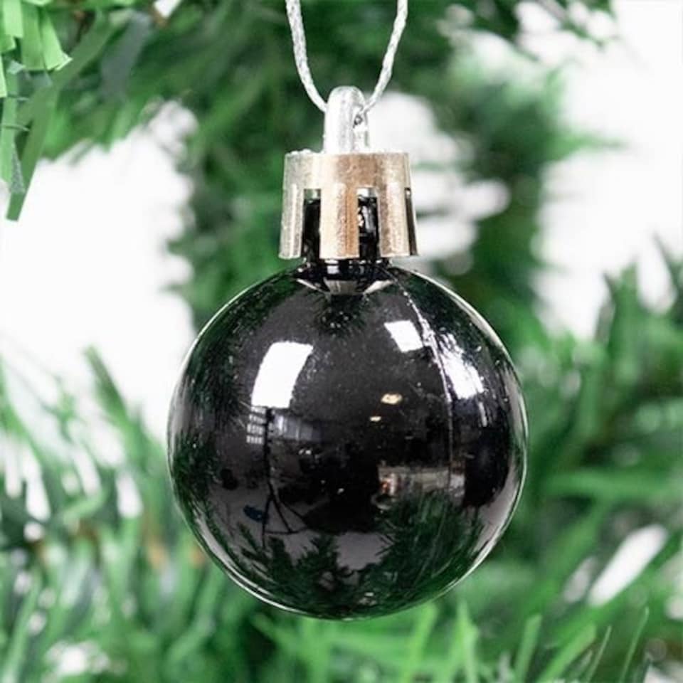 image 1 of Black Shatterproof Christmas Baubles 3cm - Pack of 12