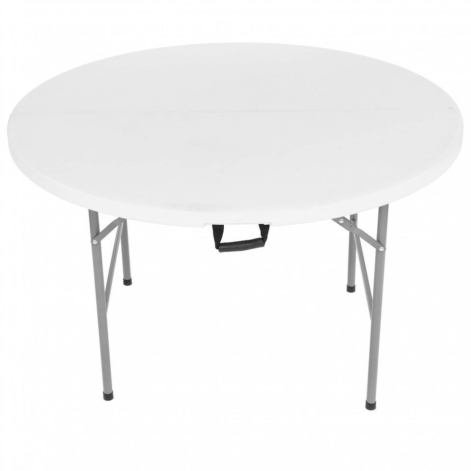 image 1 of Oypla 4ft 1.2m Round Folding Heavy Duty Outdoor Trestle Party Garden Table White