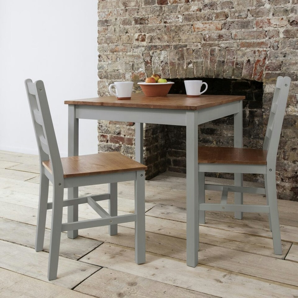 image 1 of Annika Bistro Table in White and Natural Pine Grey