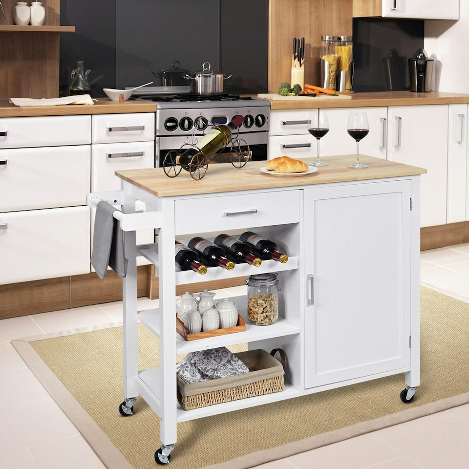 image 1 of COSTWYA Kitchen Island Storage Trolley Rolling Cart