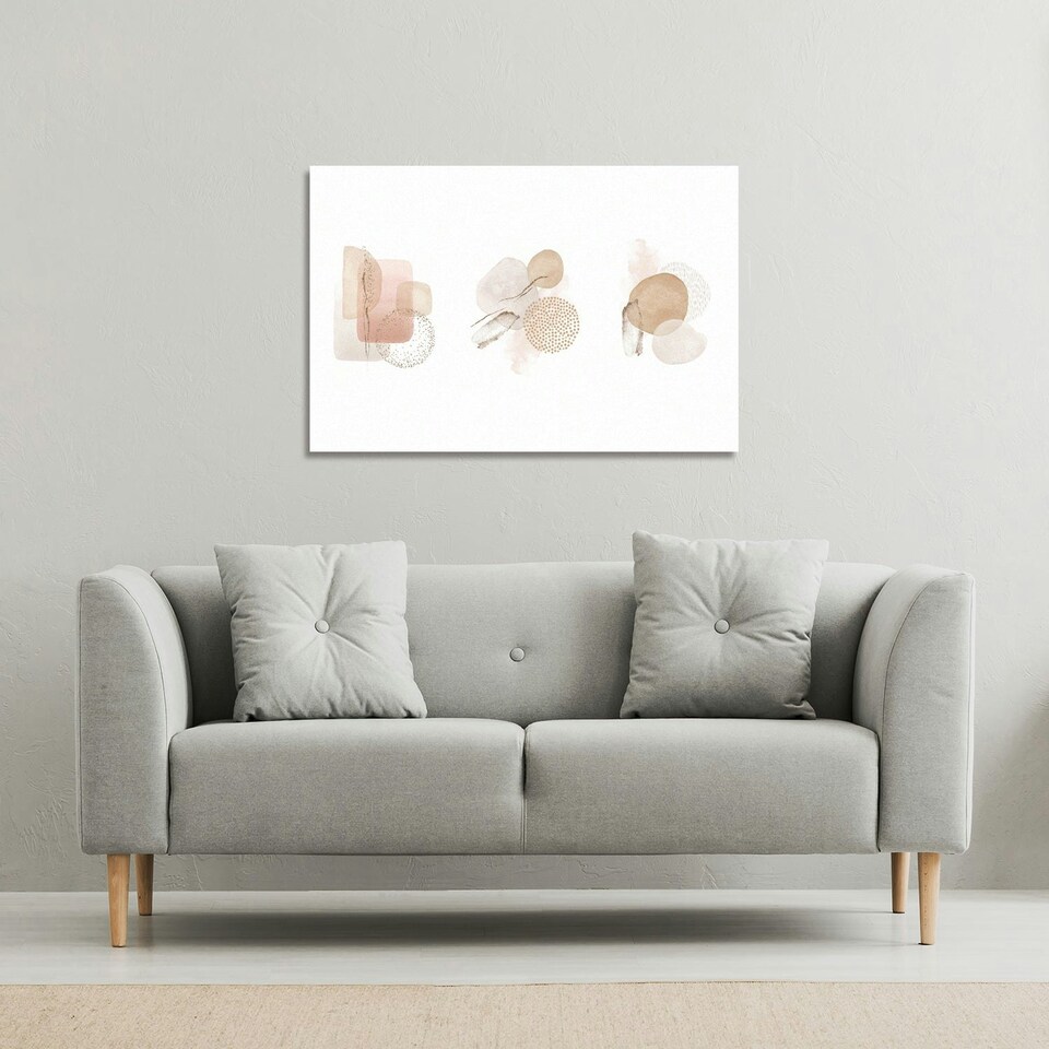image 1 of Beige watercolour Illustration and gold elements (Canvas Print) 61 x 91 x 4cm
