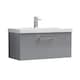 image 1 of 800mm Wall Hung 1 Drawer Vanity Basin Unit, Satin Grey, Copper Handle | Grey | Satin Grey | 399 x 810 x 390mm